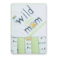 WAKIDS - Toalla Capucha + Babitas Bebe Infantil Color Verde