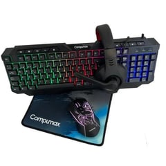 COMPUMAX - COMBO KIT GAMER 4 EN 1, MOUSE, TECLADO, MOUSEPAD Y DIAMDEMA