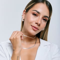 NALUA JEWELRY - Cadena perlas con balines de plata