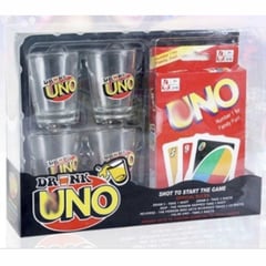 GENERICO - Juego De Cartas Uno Drink + 4 Vasos Para Shot