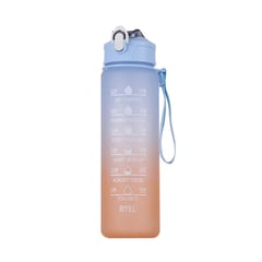DANKI - Botella Delgada Plastica Termo Agua Fitness Motivacion Pin Azul Rosa