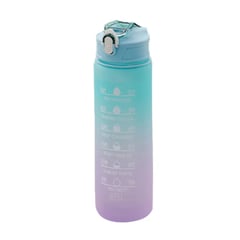 DANKI - Botella Delgada Plastica Termo Agua Fitness Motivacion Pin Azul Mora