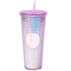 DANKI - Vaso Plastico Tapa Pitillo Reutilizable Termo Agua Brillante Rosa