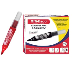 OFFI ESCO - 10 Marcadores Rojo Para tablero Recargable OE-506