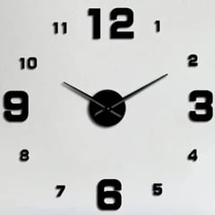 DANKI - Reloj Pared 40cm Diseño Pegatina Sticker 3D Negro Sala Decoracion