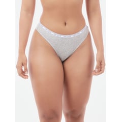 TOMMY HILFIGER - Tanga gris con logo en la cintura