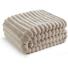 SIRENITAS - Cobija térmica 2.40x2m Cama Doble o 2 plazas Acanalada Beige