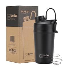 BUFFER FLASK - Termo Botella Shaker Mezclador Gym Acero Inoxidable Buffer - Negro