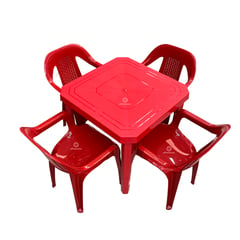 COLPLAST - Combo Mesa Freedom + 4 Sillas Con Brazos Rojo