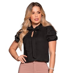 IPANU - BLUSA POPELINA SEMIAJUSTADA NEGRO TALLA-S