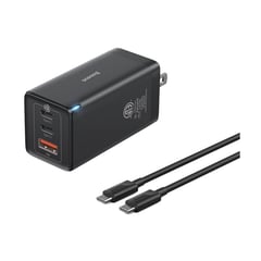 BASEUS - Cargador Usb Tipo C De 65w Con Tres Puertos Negro