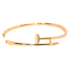 GENERICO - Pulsera Clavo Unisex Circon Rodio Dorado + Estuche