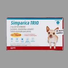 ZOETIS - Simparica Trio Antiparasitario Tableta Masticable 1 25-2 5kg