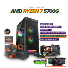 AMD - PC GAMER R7 5700G RAM 32GB BOARD B550 SSD 1TB CHASIS COUGAR RGB FUENTE 700W