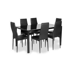 MUEBLES FIOTTI - Juego de comedor 6 puestos Negro Ranjita