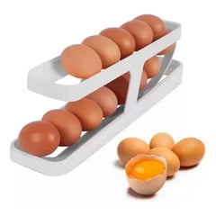 GENERICO - Dispensador y organizador de huevos automático Huevera color blanco