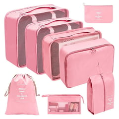 DANKI - Set X8 Organizador Cubo Caja Ropa Maleta Equipaje Viaje Rosa