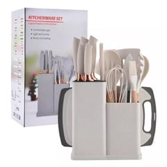 SKY - Set De Utensilios De Cocina Silicona Cuchillos Y Tabla 19pcs