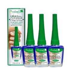 AROBELL - Kit x3 Base Uñas Hierro