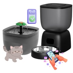 PETWANT - Comedero Inteligente Wifi y Fuente Agua para Gatos y Perros