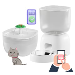 PETWANT - Comedero Inteligente Wifi y Fuente Agua para Gatos y Perros