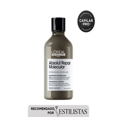 LOREAL PROFESSIONNEL - Shampoo reparador sin sulfato Absolut Repair Molecular para cabello muy dañado 300 ml