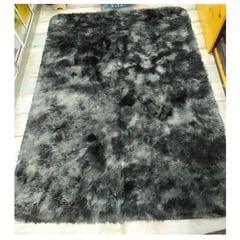 G HOME - Tapete alfombra peluda jaspeada Negro 2 x 1,5 mt tapete peluche