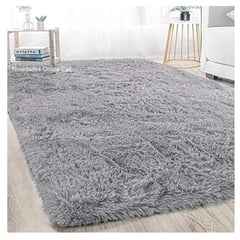 G HOME - Tapete alfombra peluda Gris tapete peluche 150 x 200 cm