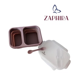 ZAPHIRA - Lonchera silicona plegable con 2 compartimentos palo de rosa