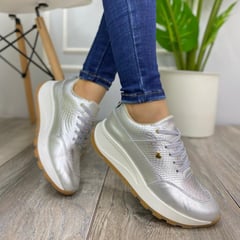 EVEGONZ - Tenis Blancos Deportivos Mujer Calzado en Cuero