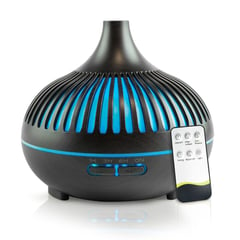 ENERGY PLUS - Difusor Aromas Con Control Luces Led 7 Colores Temporizador Madera Oscuro