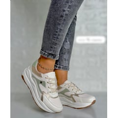 EVEGONZ - Zapato en Cuero Noa Blanco Tenis Mujer Urban Moda