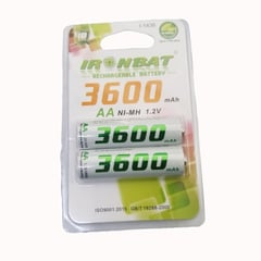 IRONBAT - Pilas Recargables Aa X2 De Alta Capacidad 3600 Mah