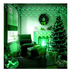 GENERICO - Luz Led Cortina 3mtr X 45cm 100 Luces Navidad Verde