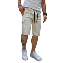 RAMBED - Bermuda Cargo Color Beige en Dril- Regular Fit Five Forty