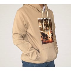 GENERICO - Hoodie premium color beige claro con estampado pecho