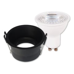 VCP - Ojo De Buey Dimerizable Negro Led Luz Cálida Redondo 7w