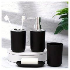 GENERICO - Set Juego Accesorios Baño Jabonera Cepillos Dispensador Jabon Vaso Ng