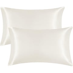 ONE PIXEL - Funda Almohada Satin Saten Tipo Seda Set X2 Unids Color 76x50 Blanco