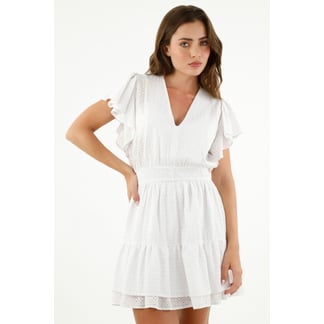 TENNIS - Vestido blanco en ojalillo para mujer