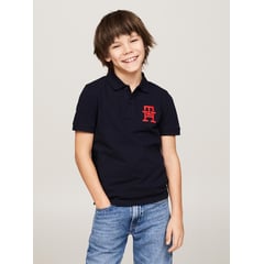 TOMMY HILFIGER - Polo azul con monograma th bordado