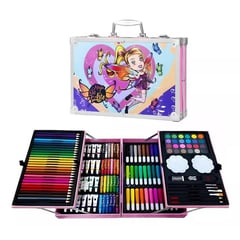 MILOPTS - Set Kit Creativo Arte Dibujo Maleta Metálica x145 Ada Rosada