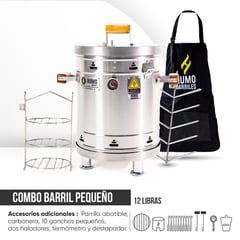 HUMO BARRILES - Combo Barril 12 LBS. + Acc. Adicionales + Choricera + Acc. Multiusos + Delantal