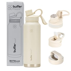 BUFFER FLASK - Termo Botella Termica 1,2 Buffer Acero Inox Tapas - Crema