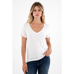 TENNIS - Camiseta blanca cuello V para mujer