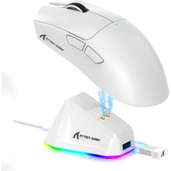 SHARK - Mouse Gamer Attack x11 RGB con puesto de carga 22.000 DPI Blanco