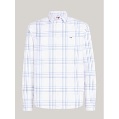 TOMMY HILFIGER - Camisa blanca regular de cuadros mixtos Tommy Jeans