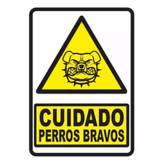 GENERICO - Señalización Aviso Cuidado Perros Bravos 20x15 Cms