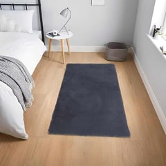 MITAPETE COM - Tapete Alfombra Pie De Cama Piel Sintetica Conejo 50 X 80 cms Gris oscuro