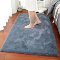 MITAPETE COM - Tapete Alfombra Pie De Cama Piel Sintetica Conejo 50 X 80 cms Azul